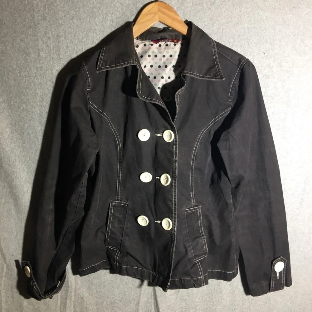 Womens SO Jacket Grey Contrasting Stitching Business Casual Work Career Office